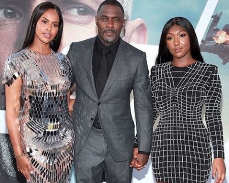  Idris Elba with his wife Sabrina Dhowre (left) and daughter Isan Elba.